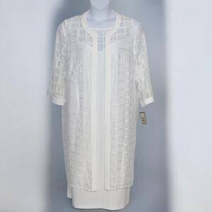 Maya Brooke White 2-Piece Dress Duster Set Plus Size 24W Mother of Bride NWT